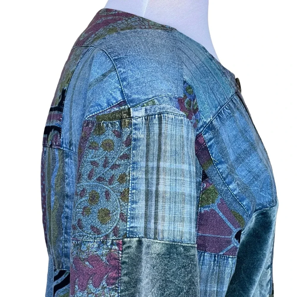 Sacred Threads Women’s Boho Art-to-Wear Patchwork Cotton Jacket Size Small
